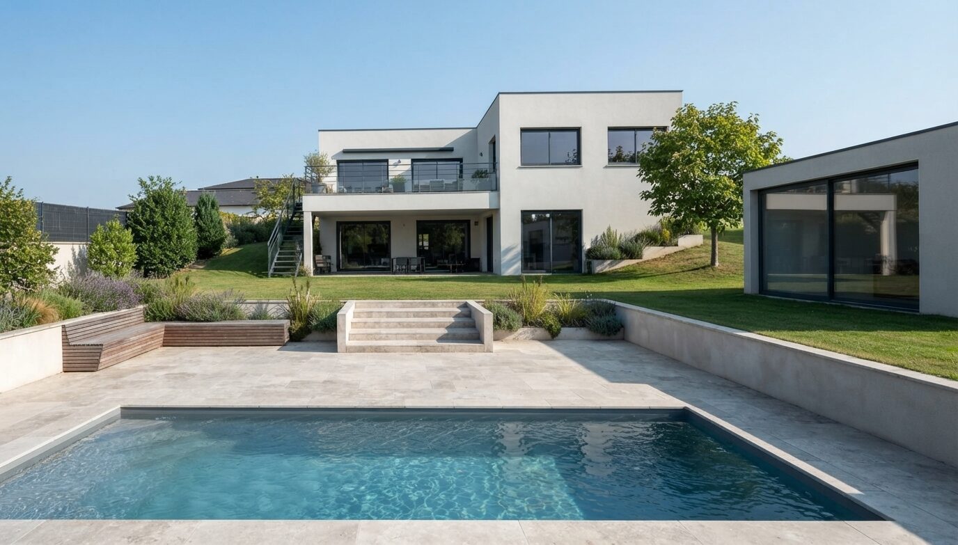 Réalisation - Villa contemporaine, piscine décaissée